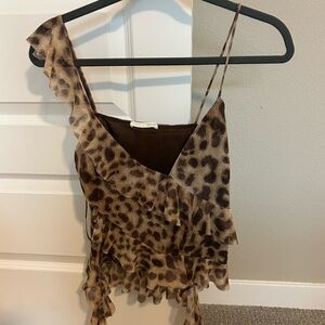 Leopard Print Ruffle Women's Top